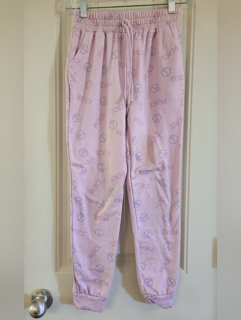 Kids Emma & Elsa Pink 'Peace' Joggers Size 12